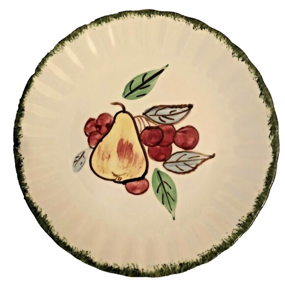 Blue Ridge Handpainted Plates VTG Southern Pottery County Fair w/Fruits Set of 4 - Picture 6 of 11